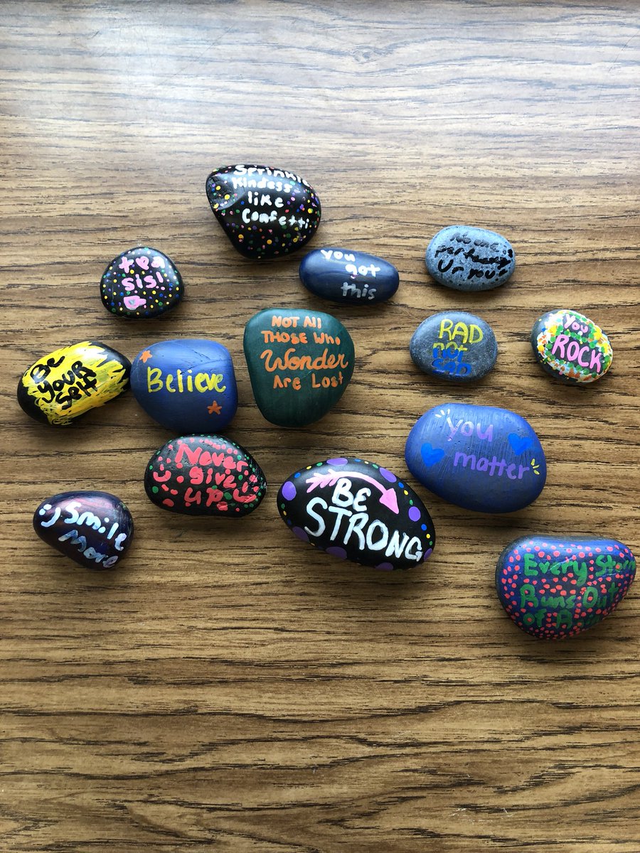 Katie_Sease's tweet photo. #empowER Ss working on inspirational rocks to spread some cheer around our community! Freshman class #rocks !! #ERocks @EastRowanHS #ERmustangnation #sERve https://t.co/4D7OftpmuA