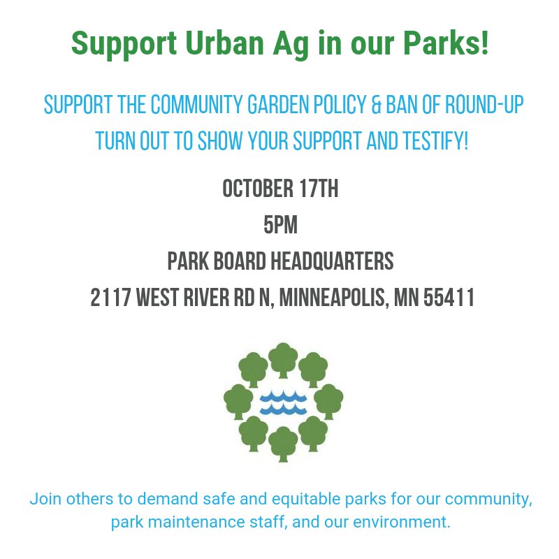 Northside_Fresh's tweet photo. TONIGHT! Come show your support for Urban Ag at the @MplsParkBoard meeting tonight! Starting at 5pm. #communityfoodpower #pesticidefreeparks #communitygardens https://t.co/EBUSzCkPH5