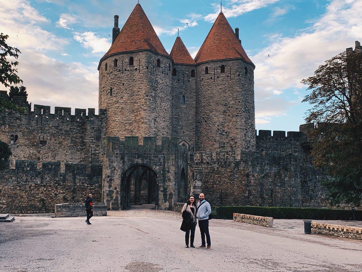 firstleafwine's tweet photo. Hereβs a sneak peek of what our wine team is up to this week! Olga and Lex are currently sourcing for wines in France! The castle is in a small town called Carcassonne France in between Marsaille and Bordeaux. #firstleafwine #firstleaf #firstleafwineclub #france #winesourcing https://t.co/wbiccXFkD8
