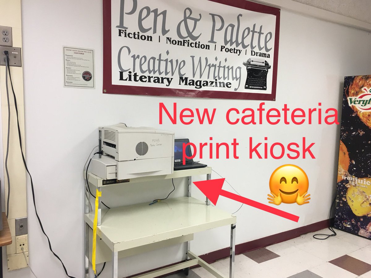LibraryMvhs's tweet photo. Check out our new Print &amp; Go kiosk in the cafeteria! #mvhsreads #mvhslearns #learningwithmvhs #fcpslibchat @MVHSMajors @MVMAJORS @MVCareerCenter @AP_MVHS @JulieKubiak2 @FCPS_LIS @FCPSR3 https://t.co/ixB3N05wOL