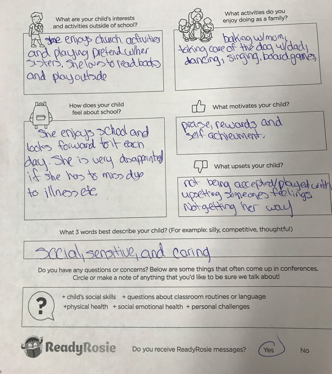mrsmartindalek's tweet photo. Thank you @ReadyRosie for the Parent/Teacher Conference resources! This questionnaire was so helpful in preparing to meet with families! https://t.co/Faue8ZMfY9