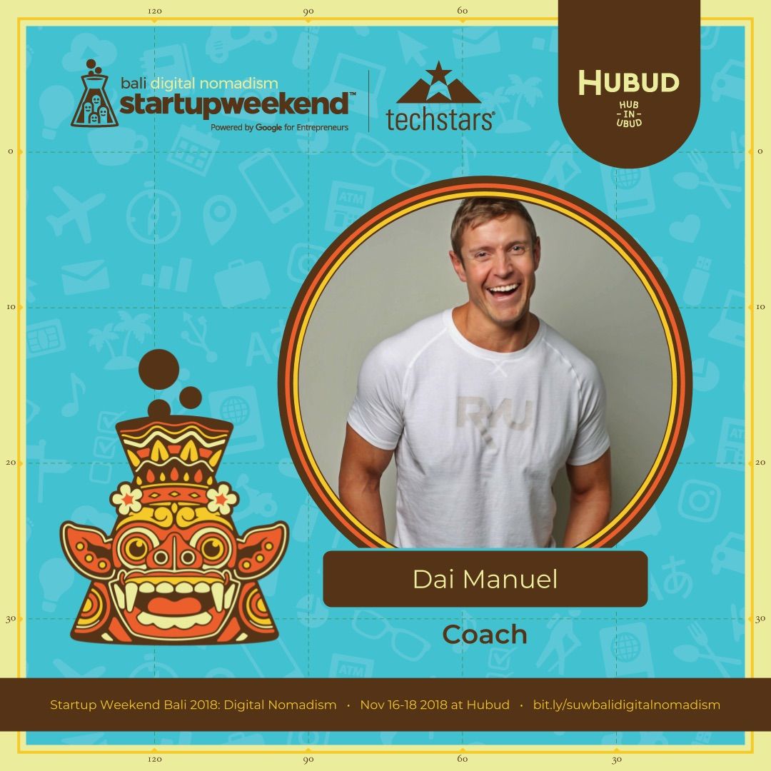 SUWBali's tweet photo. 🥁PLEASE WELCOME OUR NEXT COACH🥁
the one and only 💥Dai Manuel 💥
"I have a number of ways I coach &amp; mentor my clients and am happy to provide a combination of these skills to help the start-ups at this event."
#digitalnomadism #startupweekend
For more: https://t.co/PX190Ykdm5 https://t.co/JxXiHTXCm8