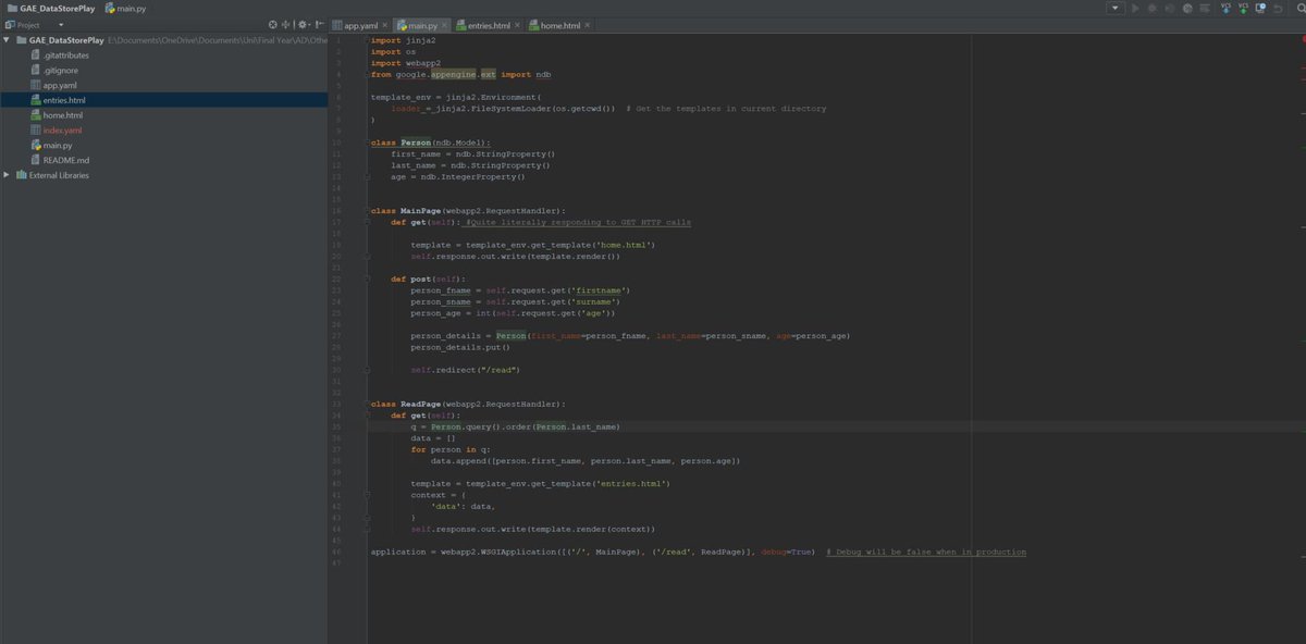 IT_Owain's tweet image. Becoming familiar with the world of #googleappengine with the beginnings of using the #datastore with a page enter the details, and a page to retrieve all data stored #cloudprogramming