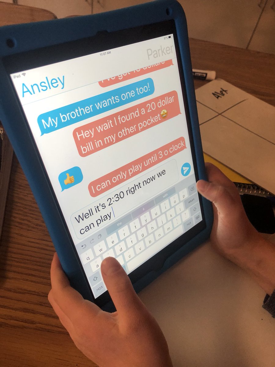 teamwilkerson's tweet photo. Using texting story app to create real life math problems for us to solve today. https://t.co/EW7aqW7gnQ