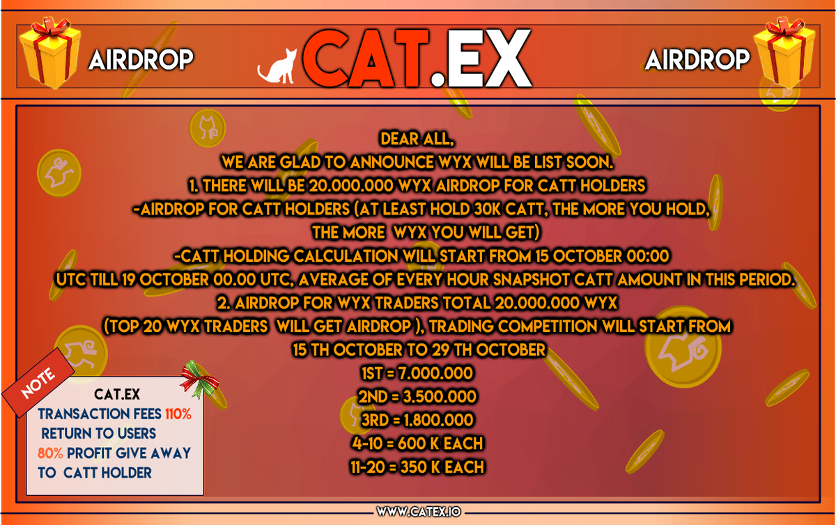 catexofficial's tweet photo. Massive dividends! Massive airdrops! Massive trading competitions! Buy &amp; hold catt tokens to get exclusive access at https://t.co/z5qQl5yshR

 #bitcoin #Ethereum #binance #Kucoin #ICO #Airdrops #ETH #airdrop #bounty #freecoin #freetoken #cryptocurrency #crypto #btc #cet #coinex https://t.co/Qu7fKH4Oq7