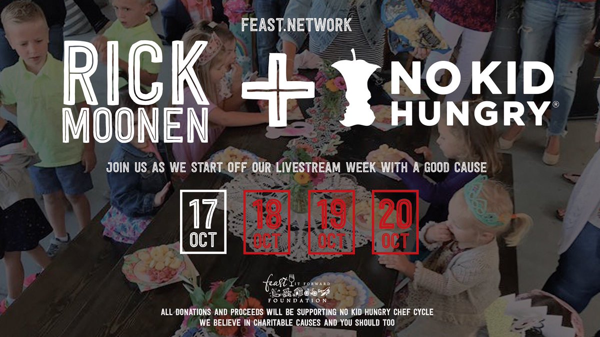 FeastitForward's tweet image. @RickMoonen is LIVE at 5:30p PST cooking w/ kiddos! Help raise funds for @nokidhungry as our stream will allow viewers to support #chefcyclefornokidhungry #chefcycle #nokidhungry #FEASTstudio #napa #napavalley #livestream #livestreaming #chefmoonen #rickmoonen #kitchencreativity