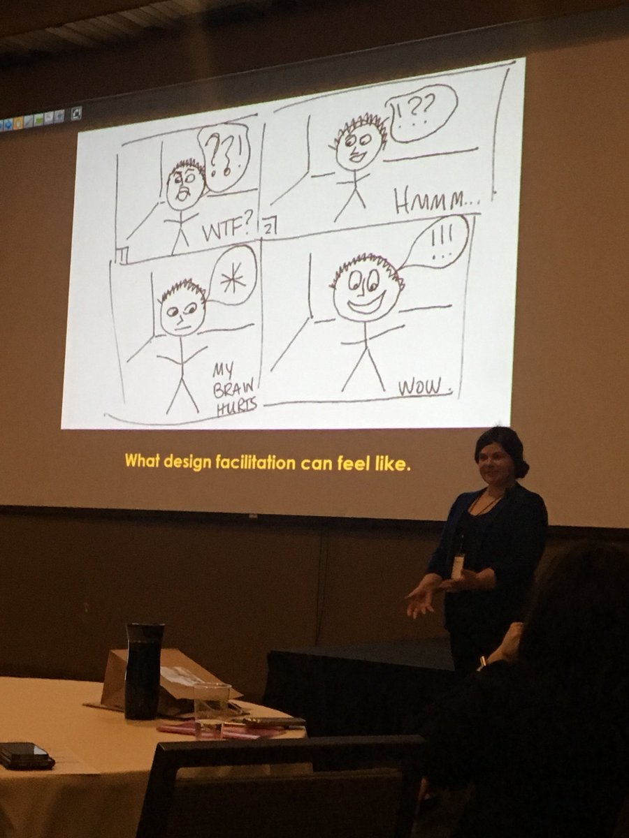 Sylvanem's tweet image. Attending the Emerging Art of Design Facilitation at #QS18. This pretty much sums up how design facilitated sessions feel for participants and facilitators @QualitySummitAB