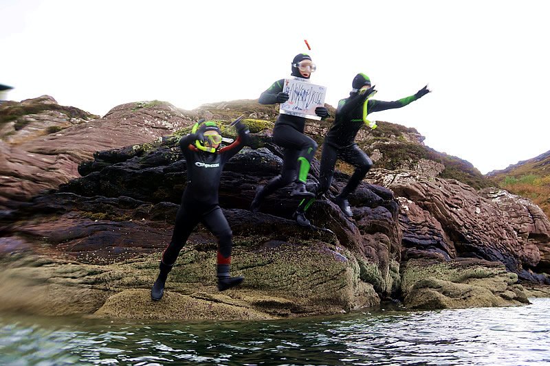klondyker's tweet photo. Ullapool Sea Savers literally jumped into the sea to show you why they say #NoKelpdredge! Our seas &amp; marine life are beautiful &amp; need protected not dredged ('combed') away. We invite all members of @scotgov, @SP_ECCLR and MBL Ltd to come see this with us before allowing this. https://t.co/InsO2TrJKP