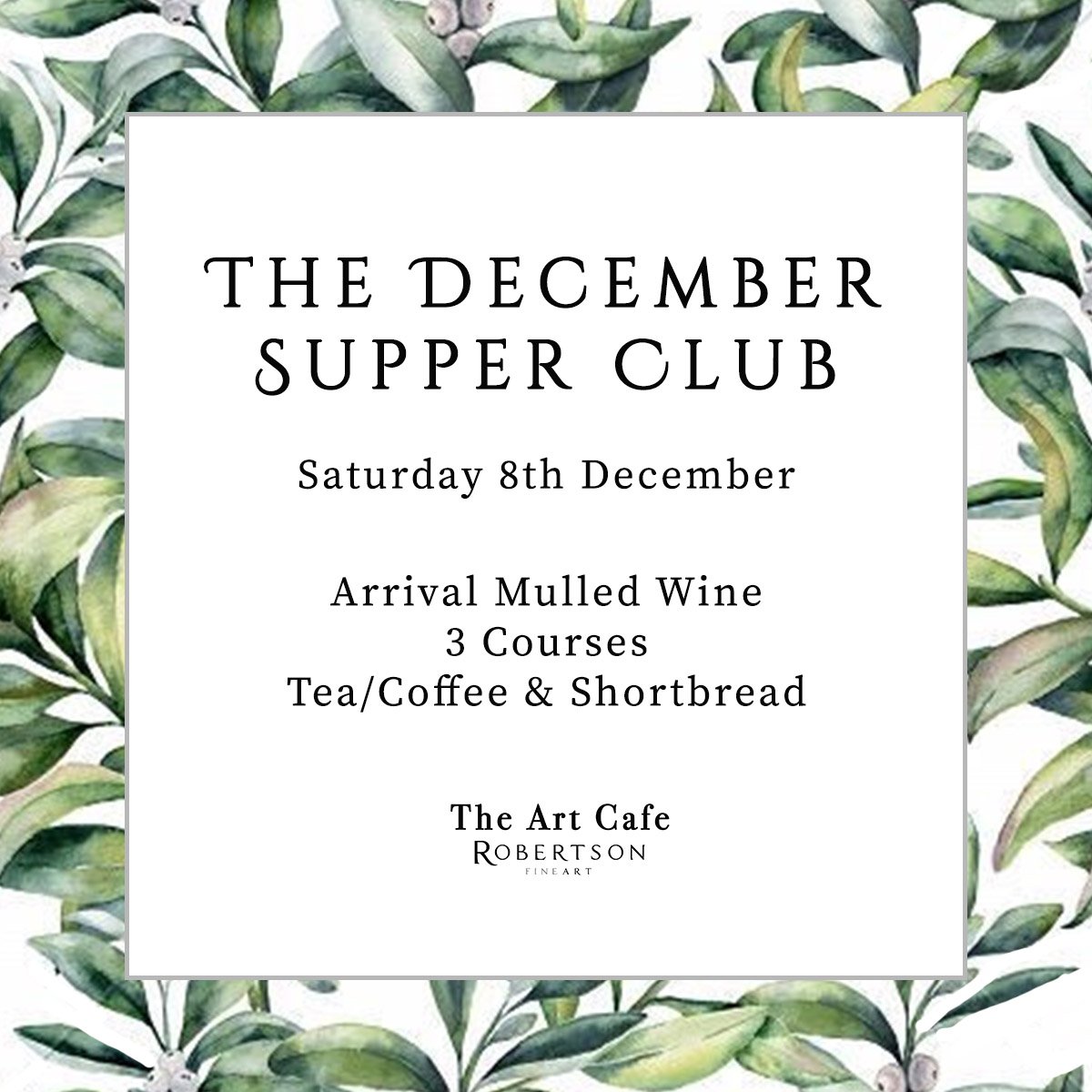 📣 Save the Date folks! 📣

Saturday 8th December will see the highly anticipated return of The Supper Club at #TheArtCafe <a href="/Robertson_Art/">Robertson Fine Art</a> in #Glenrothes

✨ Stay tuned for more details including the full menu coming soon ✨
