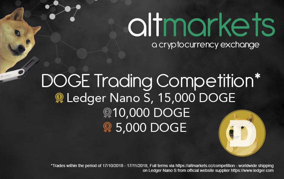 AltmarketsEX's tweet photo. We have a new competition live, Win a @LedgerHQ on us! https://t.co/Z7IOipvupQ $DOGE - Happy Trading https://t.co/RRgkjd746g