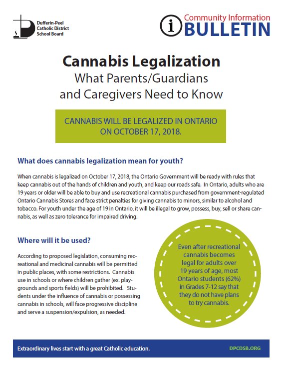 CardinalLegerSS's tweet image. #Lancer Parents, Guardians &amp;amp; Caregivers: please review @DPCDSBSchools fact sheet on what you need to know about Cannabis Legalization and your child #LancerLearning