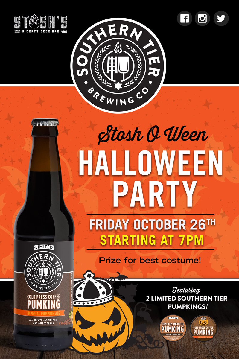 Thereal_Stosh's tweet photo. On October 26th our annual costume party is back! Best dressed will receive an awesome prize but even if you don’t win We’ll have PumKing on tap as well as it’s variants, Cold pressed  coffee and Chai Spiced tea. https://t.co/CfSPURF6ya