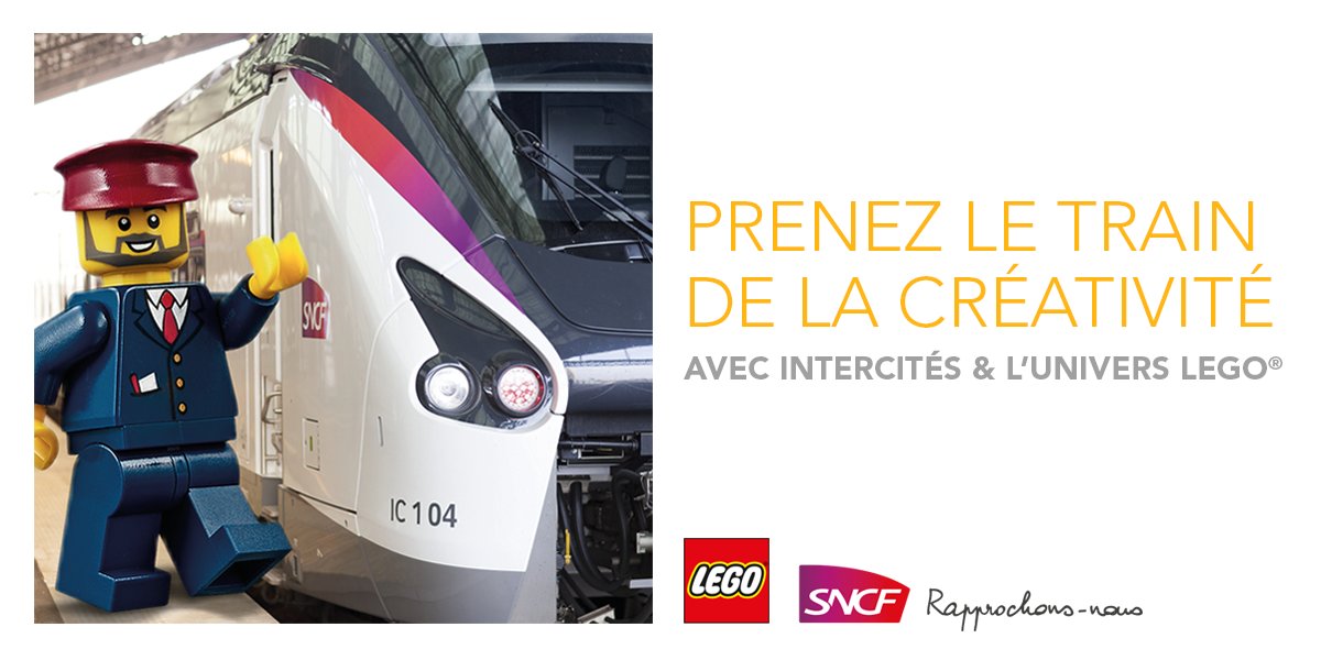 Intercites's tweet photo. Prenez place à bord du #TrainDeLaCréativité pendant les #vacances de la #Toussaint !

L'univers @LEGO_Group s'installe dans les trains Intercités ! Au programme, des activités créatives dans les trains &amp; de supers cadeaux pour les petits voyageurs en gare 👧👦

Tous à bord ! 🥰 https://t.co/IolQnny0N1