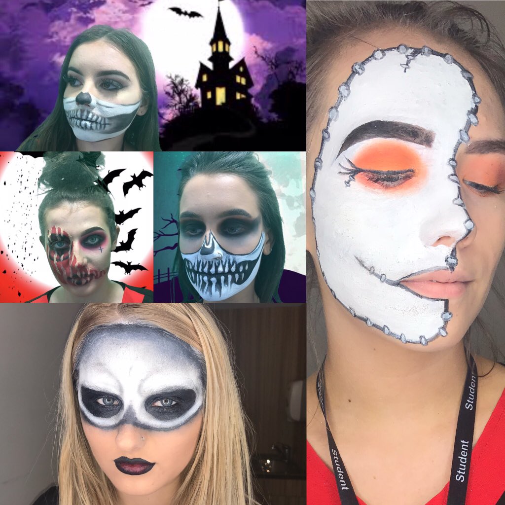 gemmacrutchley's tweet photo. When it’s a Halloween themed session #beencreative #mua #spooky #halloweenfun @ElementsSalons @CheshireCollSW https://t.co/uQnoWYvwEp