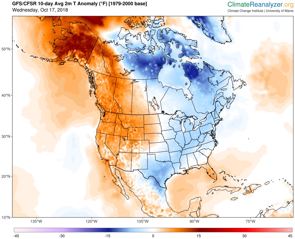 tylerw_ag's tweet photo. East - West division in temps for the next 10 days. Neb is caught in the middle of the fight, but we should come out dry and warm. *New IRI 3-month outlook for Nov-Jan, shows best chances for a warmer than norm start to winter. #NEwx #NEclimate https://t.co/vQH5hOZ96y