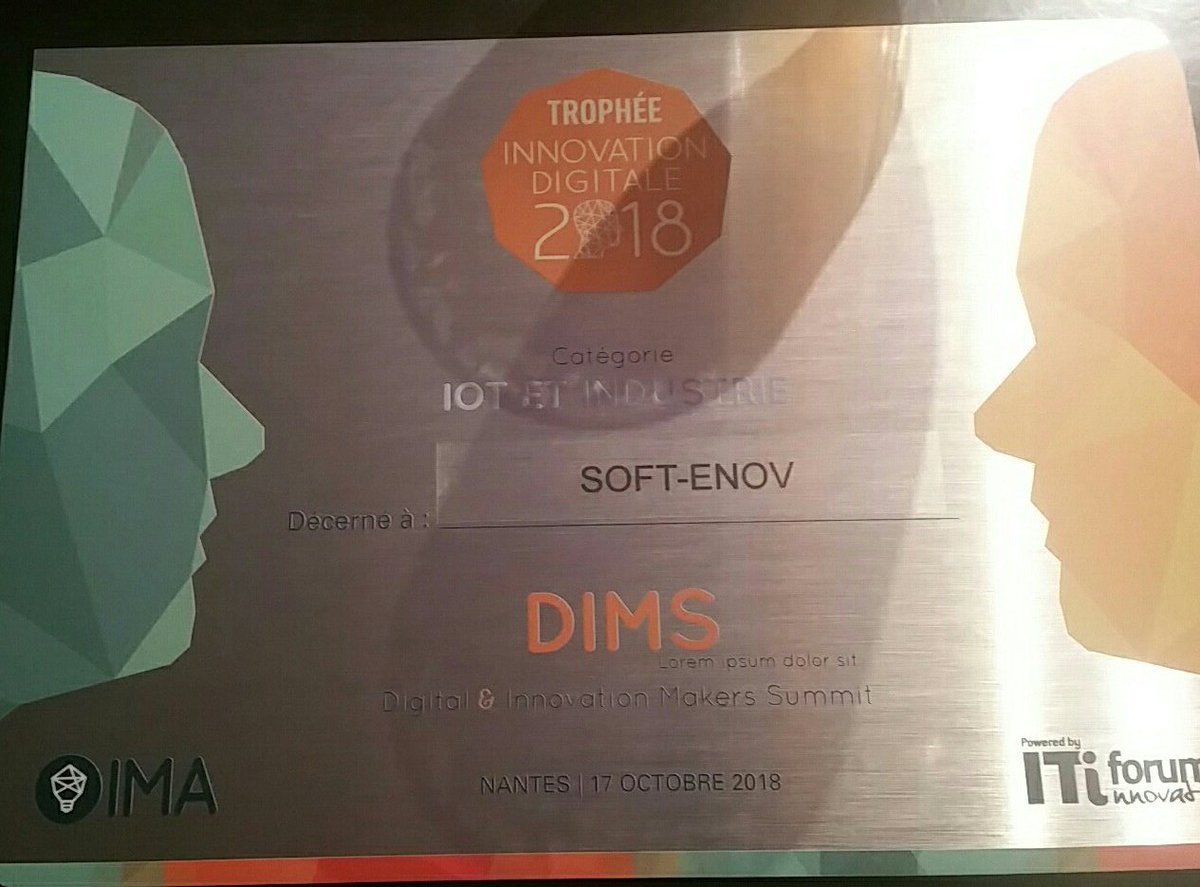 Soft-enov remporté le 1er prix du Trophée Innovation Digitale 2018 avec sa solution Dtsl (Digital Tracking Système Label)