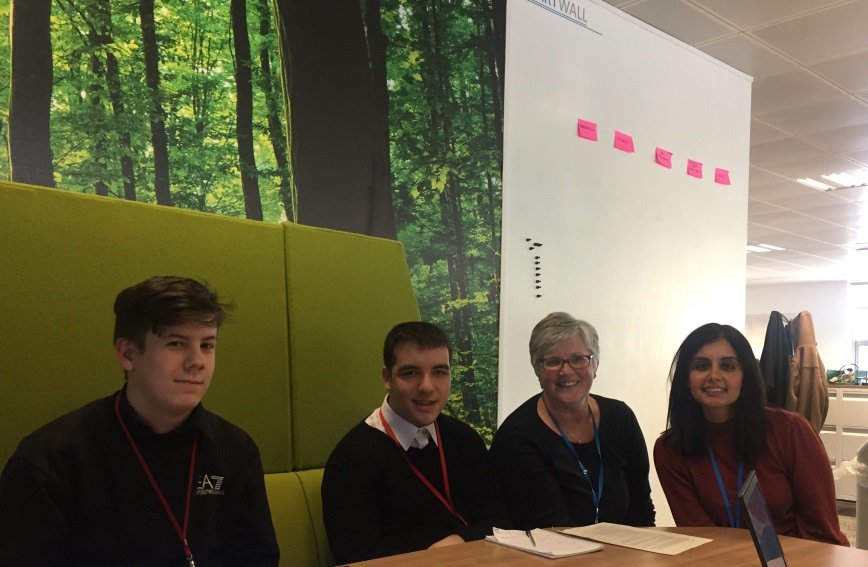 NHSBSA's tweet photo. 2 school terms, 2 new students. Thanks to our partnership with @globalbridgeltd, Sam &amp; Keiren have joined our #technology team from @StudioWest_. They’ll be working on developing &amp; delivering an app for us. How are they settling in? We’ll let them tell you https://t.co/46XQb5yM1a https://t.co/Gw7A89pKxp