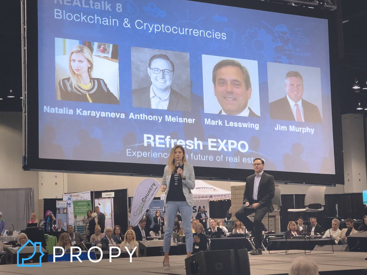 PropyInc's tweet photo. Until now, #RealEstate was an illiquid asset because of long transaction times and high costs. Enter #blockchain- enabling faster transactions and removing middlemen. Here is our CEO @NataliePropy sharing how blockchain makes real estate transactions faster, easier, &amp; more secure https://t.co/9AlRInHITY