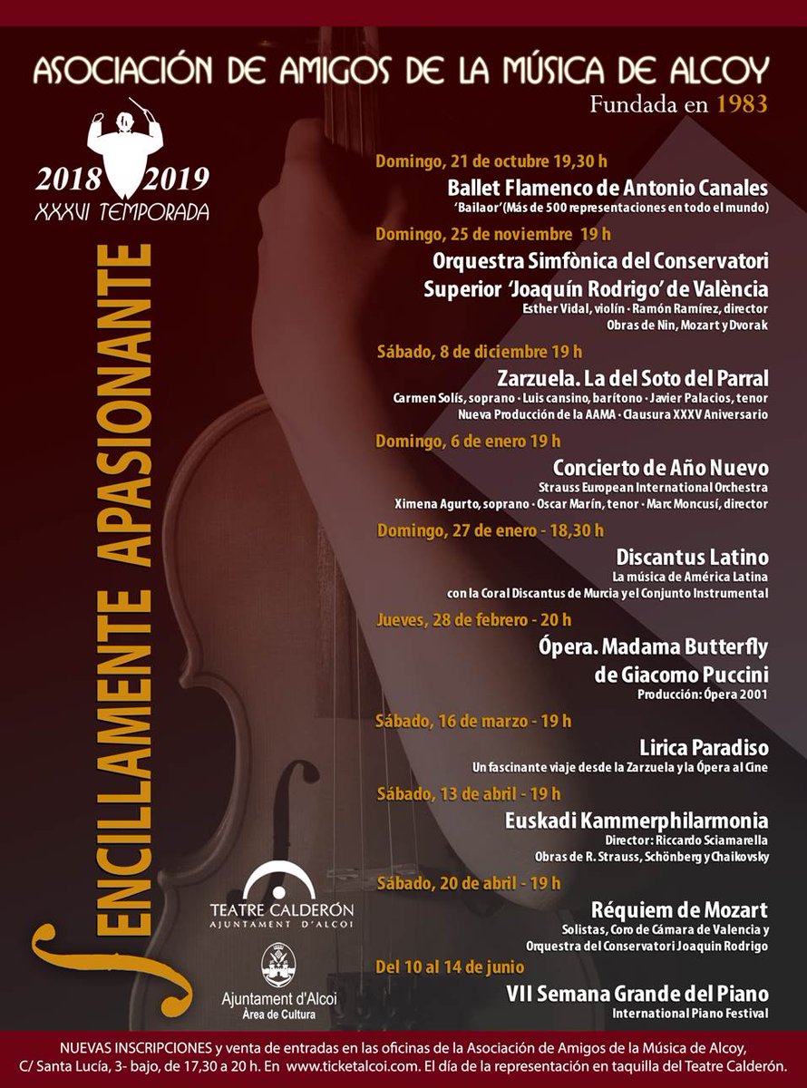 👏👏 Este domingo, arranca nueva temporada de la <a href="/AAMALCOY/">Amigos Música Alcoy</a> con 'Bailaor' de Antonio Canales 🕺 en el @TCalderonAlco. Però... 🤔 atentos, porque el telón no se baja  ow.ly/mqoD30mgSPi