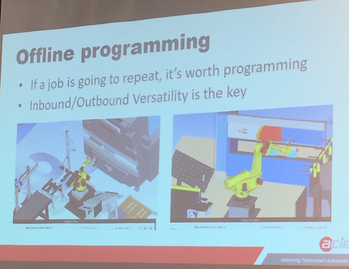 OhioGhostWriter's tweet photo. Offline programming allows for increased equipment utilization -while new programs are developed, old programs can continue to run ⁦@AcietaLLC⁩ ⁦@DaytonAMTS⁩ #Robotics https://t.co/GSuq00SvcV