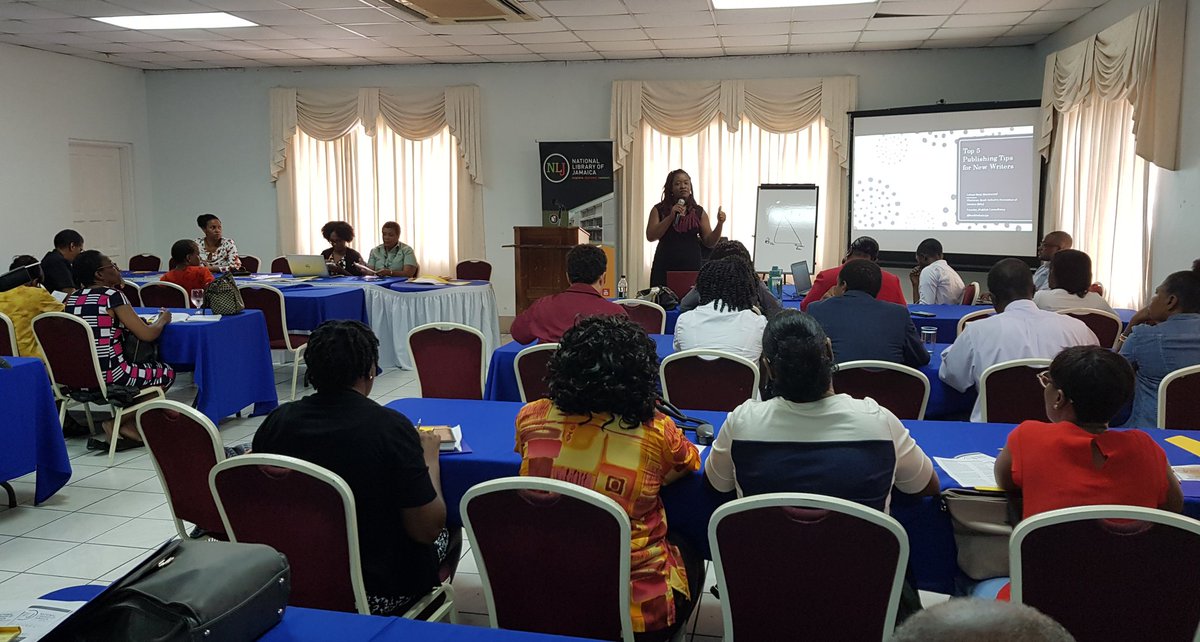 natlibja's tweet photo. It's a full house! @garveygirl Latoya West - Blackwood of the Book Association of Jamaica shares on 'Standards for Publishing: Dos and Don'ts' #legaldepositmonth #RightOnWriteOn https://t.co/1mFl0z0vou