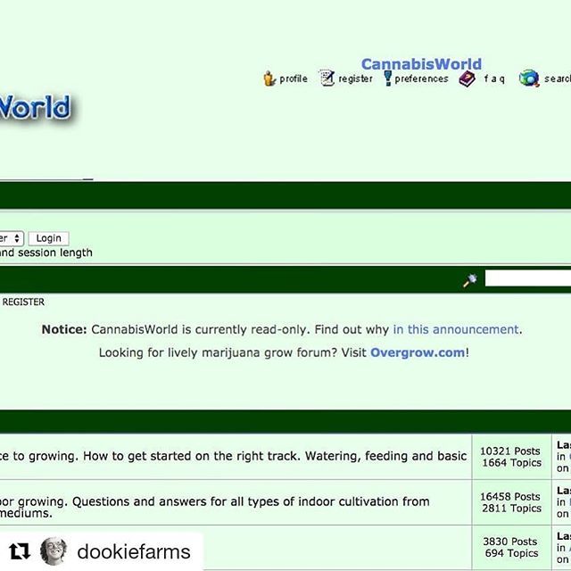 loompafarms's tweet photo. For those in the know, this was also one of the first sites along with overgrow  incredible info here ppl, at least for the ones that care about real data
#Repost @dookiefarms
・・・
Did you know cannabisworld is up in read only mode?  Such rich history… https://t.co/jeUNuHZ0IZ https://t.co/yuXrfGjmFX