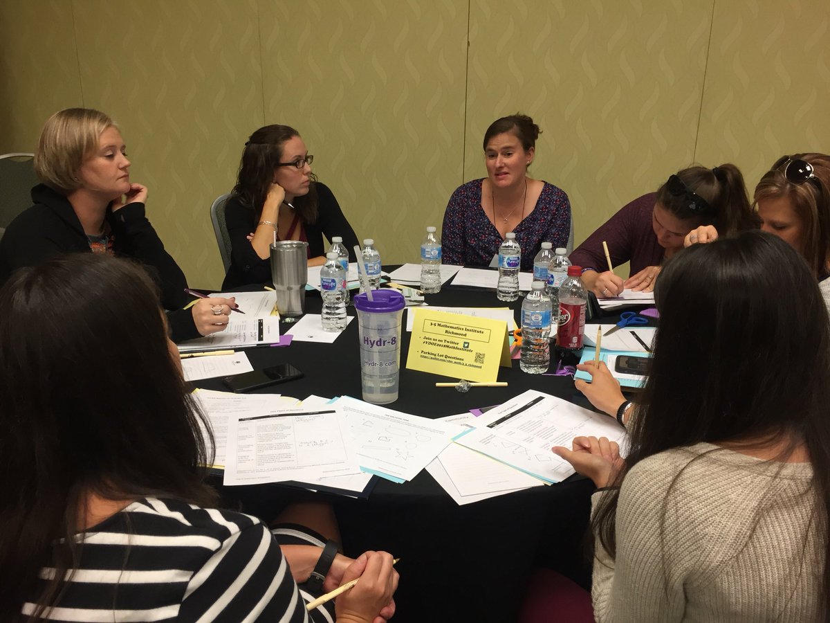 VDOE4STEM's tweet photo. Grade 3-5 mathematics teacher leaders creating questions to facilitate implementation of the polygon task. #VDOE2018MathInstitute #VAis4Learners https://t.co/UxzoHRNNRx
