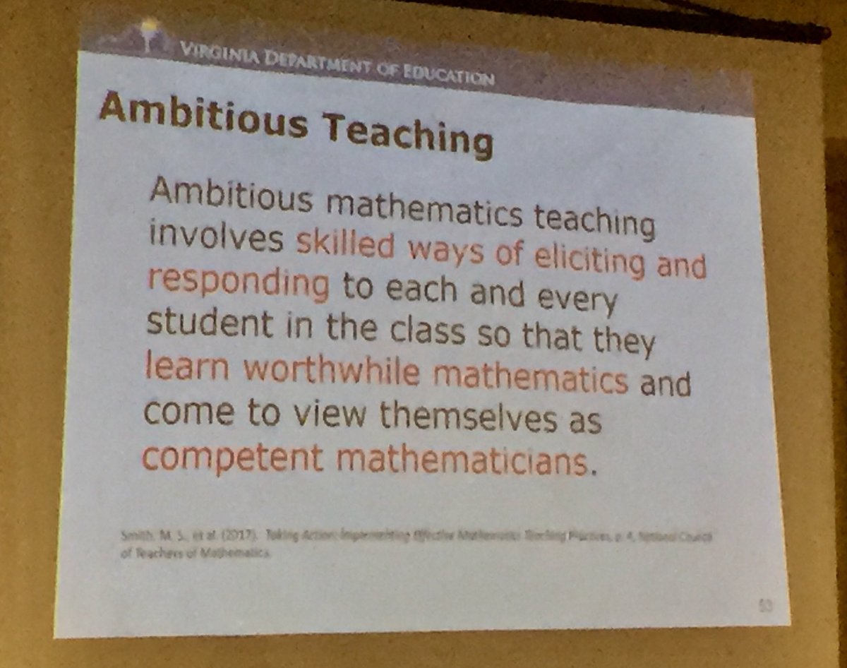 MicDropMaths's tweet photo. We know all students can be competent mathematicians. Shouldn’t they see themselves that way, too? Let’s be ambitious! #VDOE2018MathInstitute #ambitiousteaching #allstudentscanlearn #purposefulquestioning #weallhavemathbrains #bepurposeful https://t.co/PDxbQdUPpp