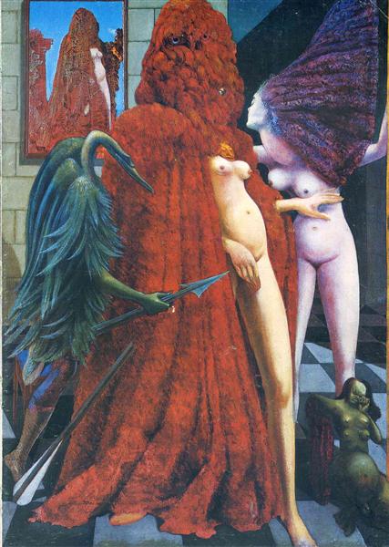 SurrealLovers's tweet photo. 'The Robing of the Bride', Max Ernst, 1940 | Bought in 1942 by his then-wife Peggy Guggenheim and still in her collection | Read about the painting, #Guggenheim and the artist in 'Surreal Lovers' by @Margaret_Hooks https://t.co/oq9wjmyx68 #MaxErnst #Surrealism #art https://t.co/7RKNmGoUM1