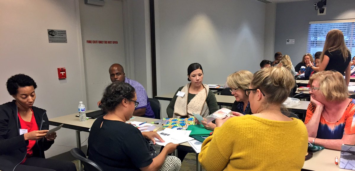 UNCWorldView's tweet photo. Educators exploring culture kits in @uncnavigators session “Going Beyond the Single Story” #WorldView2018 #globaled https://t.co/ndsKB6gZo0