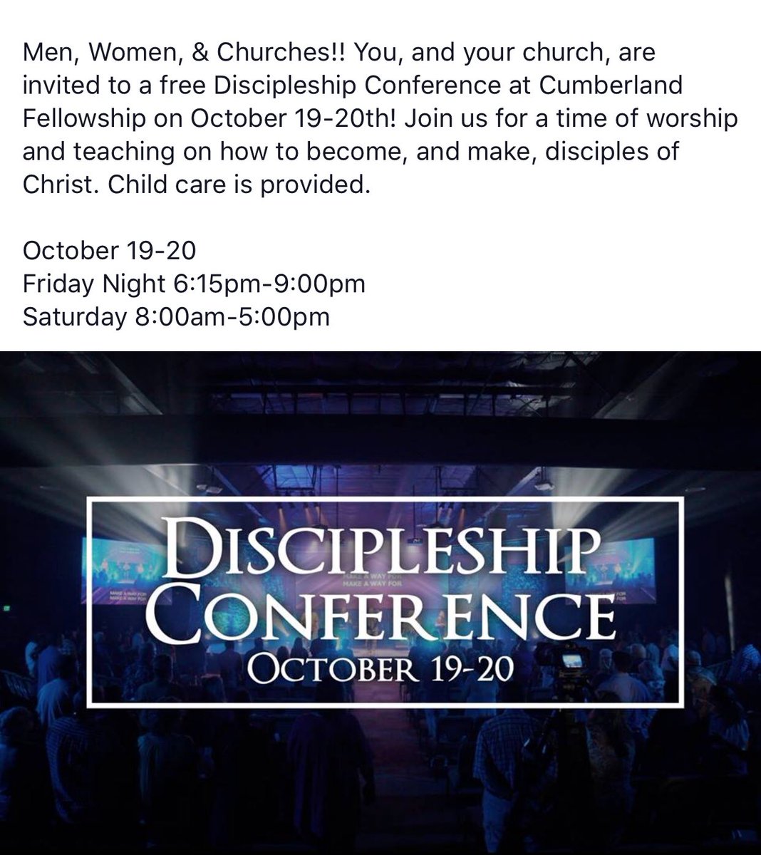 Sbc_TheBridge's tweet photo. Disciple-Making Conference!!!
Crossville TN
Friday 6:15pm-9pm
Saturday 8am-5pm
Email Avery Blue if you need help with a place to sleep. https://t.co/F3w6uK1eXJ