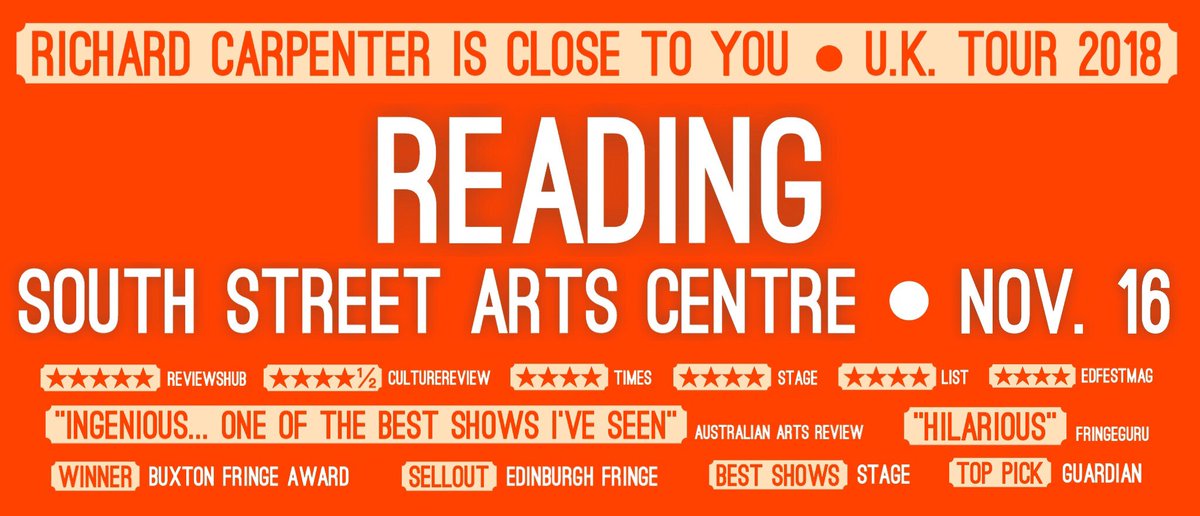 richardclose2u's tweet photo. 🎶A month away: #richardclosetoyou comes to #reading! #carpenters #friskynmannish #comedy #parody #NOTbiography #fringetheatre #soloshow #uktour https://t.co/JaHPR0apGU https://t.co/Cy2Nry9hpd
