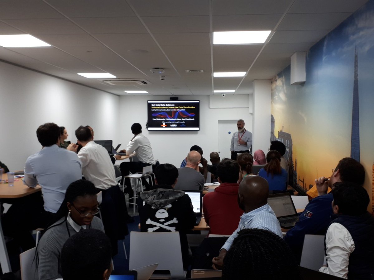 AndyAtLogikk's tweet photo. I'm with @DanAtLogikk tonight at the Royal Mail hosted #datasci #RMdatasci workshop #1IntroductiontoInteractiveDataVisualisation in conjunction with
@WeAreLogikk and @ComputacenterUK https://t.co/fgzGKf8CPW
