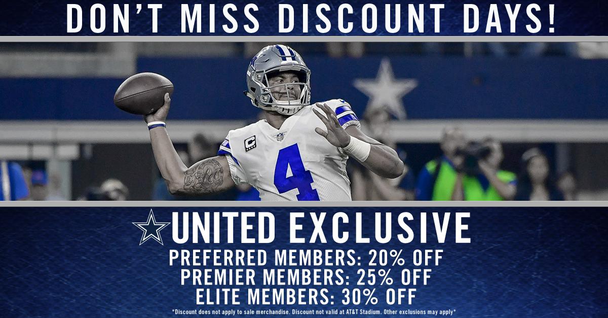 Dallas Cowboys on X: Become a Dallas Cowboys United Member today and  receive a discount on #DallasCowboys merchandise in stores and online  Oct25-Oct 28! Join now →   /  X