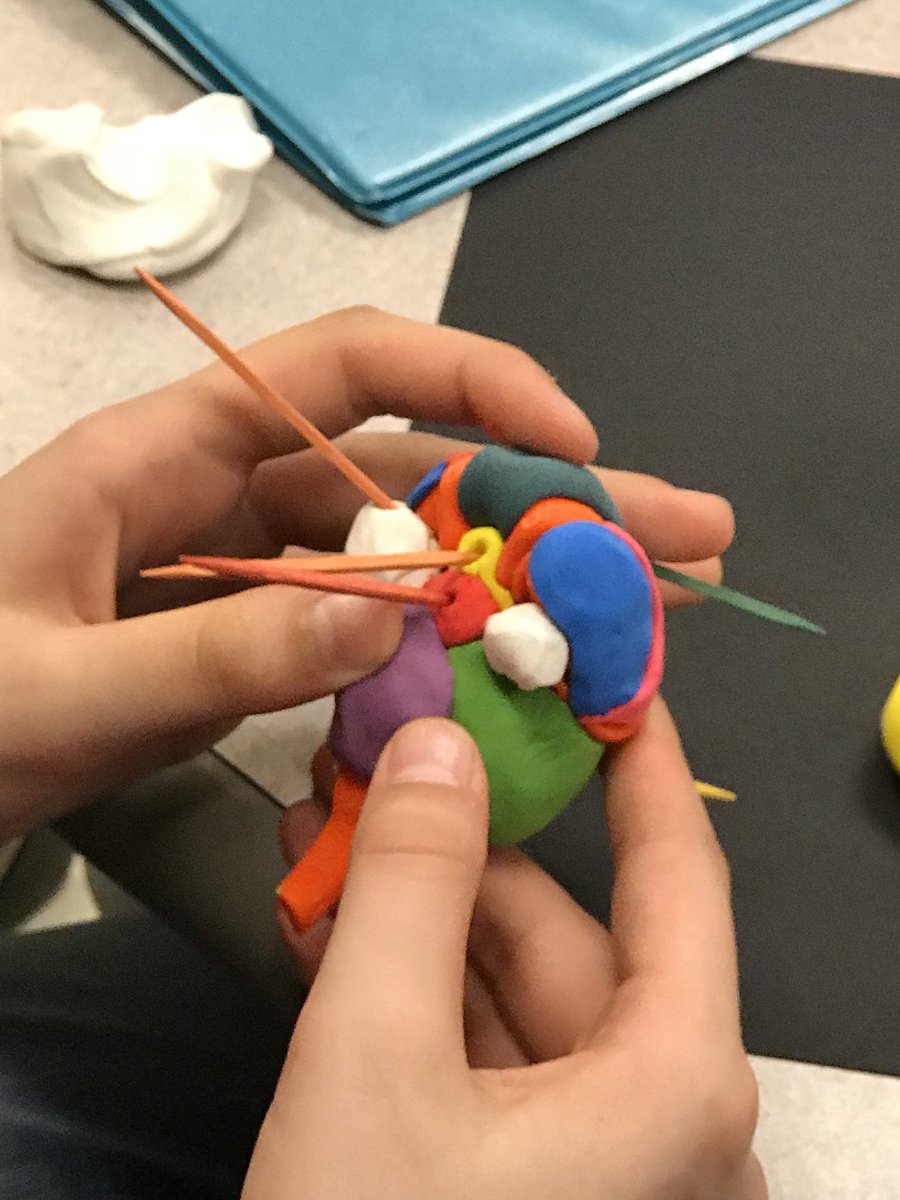 Pinchbecklib's tweet photo. Brain stem build-out for AP Psych students in Mrs. Burks’ class @PowhatanHS. It’s harder than you think to build and identify a 3D brain from 2D hemisphere images. #makersarelearners @makerbot @Crayola model magic @PCPS2S https://t.co/uZGO32aJY2
