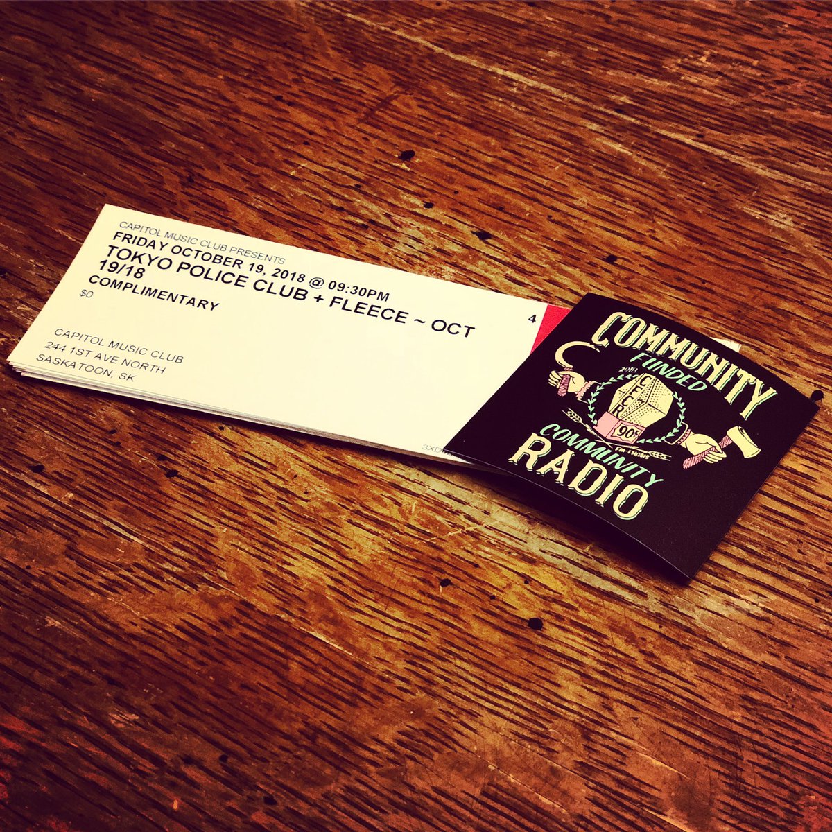 CFCRSaskatoon's tweet photo. We’re still working towards our #fmphasis2018 goal. We’ve got tix Tokyo Police Club/Fleece OR Delhi 2 Dublin & Frase this Friday! A $40 donation to Community Radio and a pair of tickets to a show are yours. Email contests@cfcr.ca and let us know if you want in on this sweet deal! https://t.co/8Hq6NKTN8P