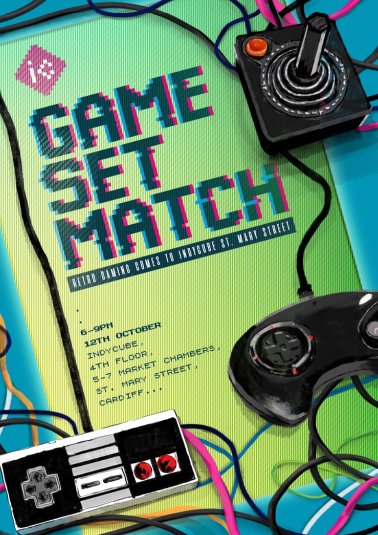 Poster I created for @indycube_coworking retro game night. #atari2600 #nes #megadrive #sega #nintendo #atari #retro #computergames #gamesetmatch #indycube #martipants