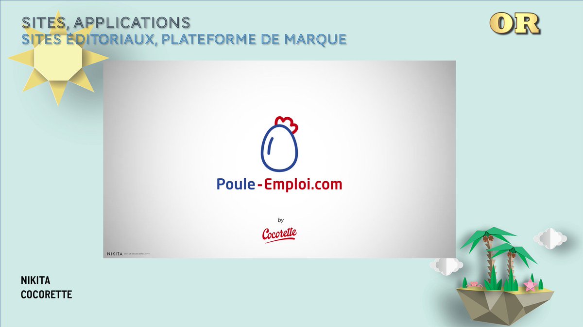 Strategies's tweet photo. #sites #plateformedemarque. Un Prix Or pour Nikita et Poule-emploi, le programme de recrutement de @OeufCocorette https://t.co/zDbKvSN2ee