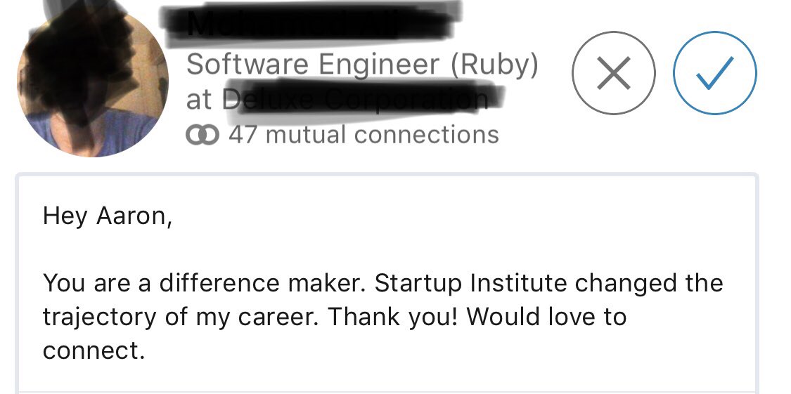 Aaron O'Hearn (@aaron0) on Twitter photo It’s not often you wake up to a message like this. It’s what makes, and made, the work worth it. // <a href="/StartupInst/">Startup Institute</a> It’s not often you wake up to a message like this. It’s what makes, and made, the work worth it. // <a href="/StartupInst/">Startup Institute</a>