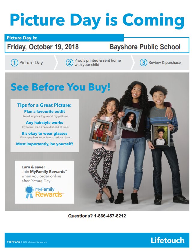 Hey @BayshorePS 
Picture day is this Friday! We will see you there :) #saycheese #lifetouchottawa #bayshorepublicschool