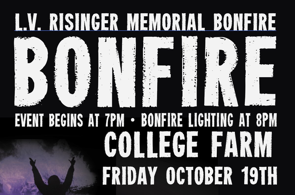 tarletonstudent's tweet image. L.V. Risinger Bonfire TONIGHT! 
FREE T-shirts to the first 1,000 shuttle riders. 
FREE food trucks on site. 
Shuttles run from the Rec to the Farm from 5:30PM to 11:00PM. 
No bags or backpacks are permitted. 
Wear rain gear, warm clothes, and shoes for mud
#TarletonHomecoming