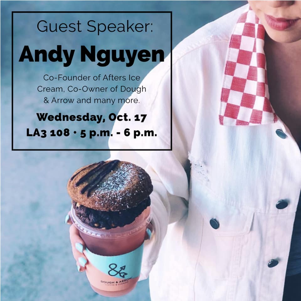 CSULBJPR's tweet image. @prssalb welcomes tonight’s guest speaker Andy Nguyen, owner and founder of various trendy food places including Afters Ice Cream and Dough &amp;amp; Arrow. 🍩🍦

This meeting is open to EVERYONE, you won&apos;t want to miss! 
#PRSSALB #GoBeach #AftersIcecream