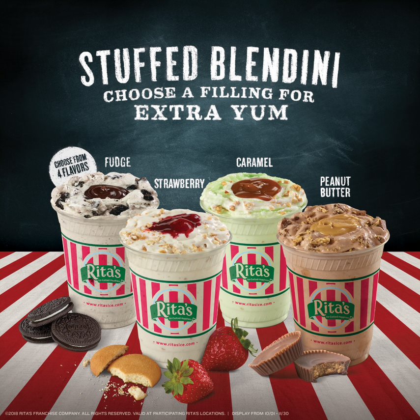 Still a warm 87 degrees in October?! 
Come cool off with us at Rita's! Look at our Amazing Stuffed Blendini! 
Come in TODAY ONLY for a Buy One Get One FREE!! Visalia Store only.