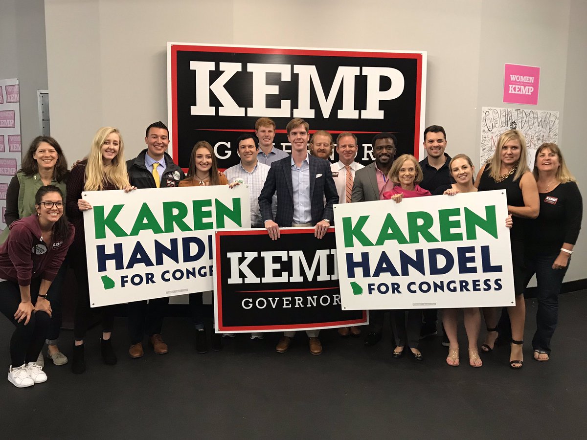 Great call night tonight with @AtlantaYR for @BrianKempGA and @karenhandel! #TeamKemp #TeamHandel #gagop #gapol #KeepGARed