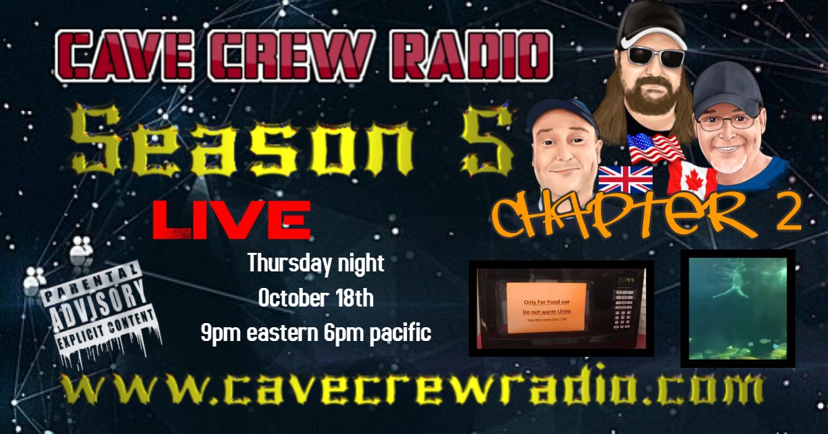 cavecrewradio's tweet photo. New live show Thursday.  Listen and chat here 
https://t.co/UvpSJKyPds
From our studios in the USA, England and Canada get the news from 3 corners of the globe. Ready to laugh?
#PodernFamily #comedy #talkradio #Livestream #Weird #Newsnight https://t.co/iOnY2YyKHD