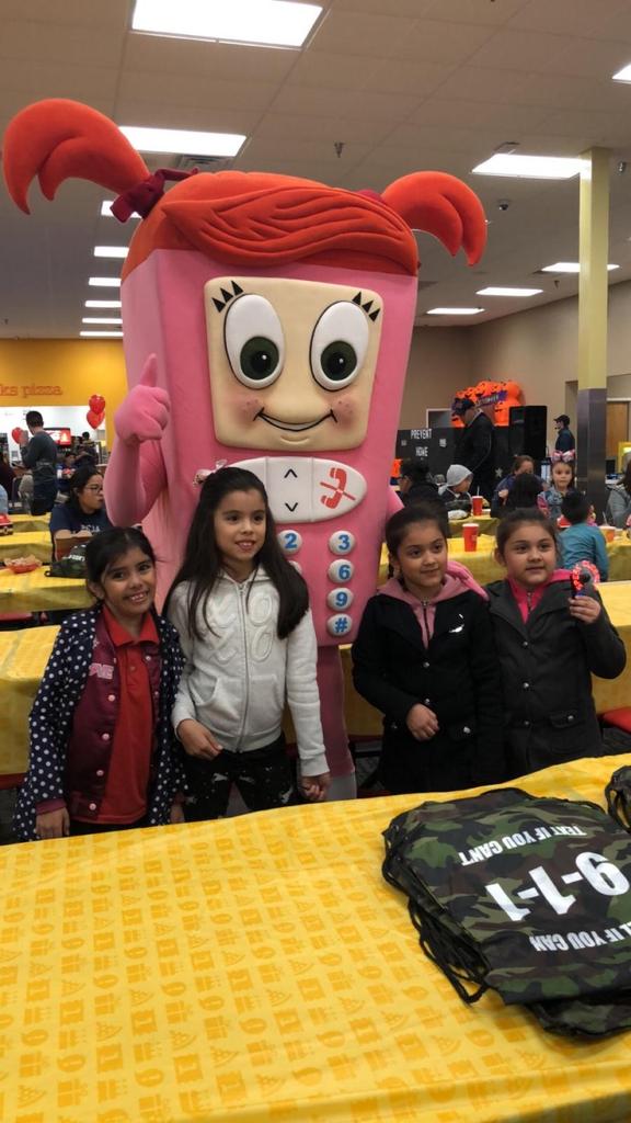 lrgvdc911's tweet photo. PSJA Residents, come out to kick off the Fire Prevention Rally at Peter Piper Pizza in Alamo. Come meet Cell Phone Sally and get your 911 swag.
#LRGVDC 
#KarisLaw
#Text_To_911
#KnowYourLocation https://t.co/XG2U5oa5B9