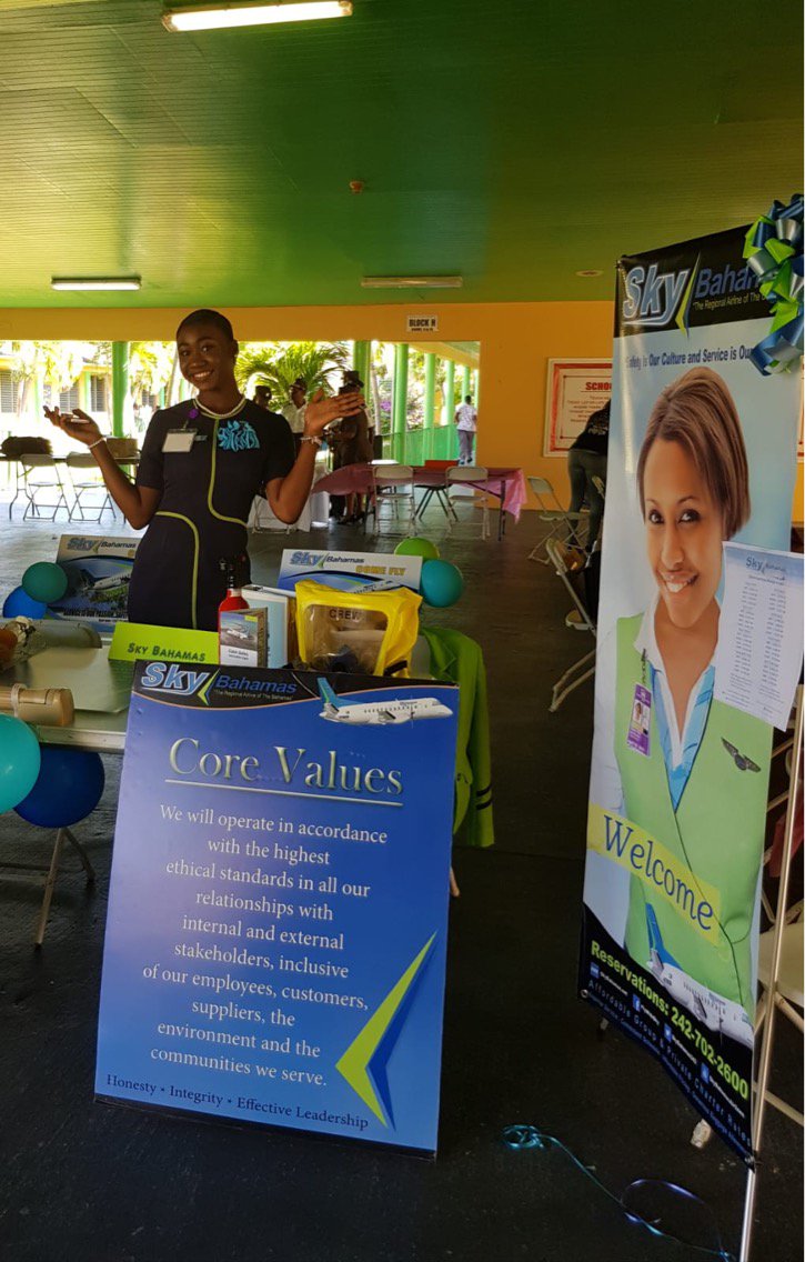 FlySkyBahamas's tweet photo. Sky Bahamas Team at Sadie Curtis Primary School Job Fair. Inspiring the next generation and bringing awareness to the importance of aviation. https://t.co/l0i2QMpBld