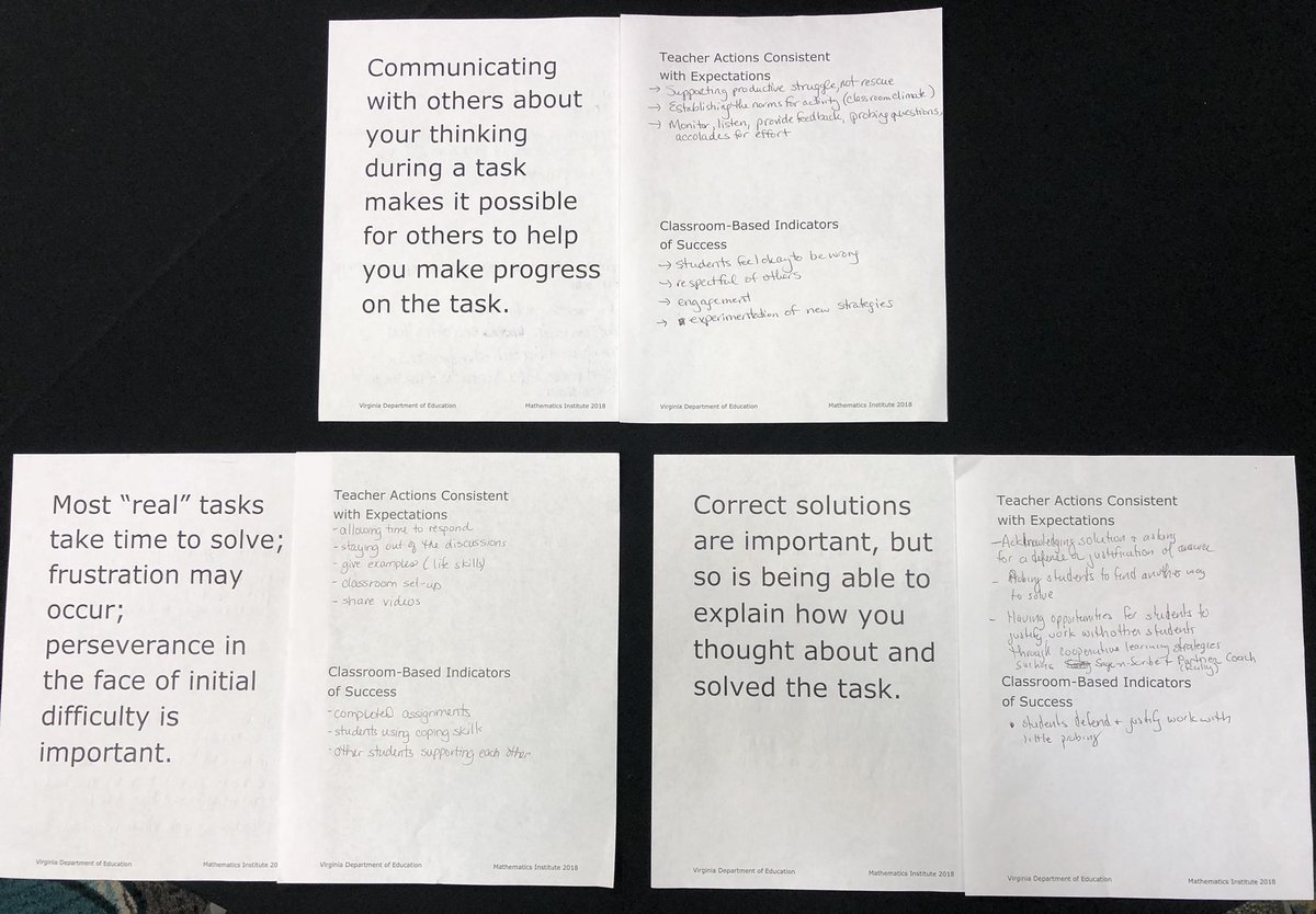 JJonesMath4All's tweet photo. New expectations for students with teacher actions and measures of success ... Math 6-8 #VDOE2018MathInstitute https://t.co/kbf7s3kYmp