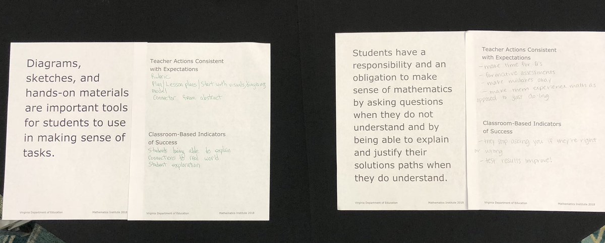 JJonesMath4All's tweet photo. New expectations for students with teacher actions and measures of success ... Math 6-8 #VDOE2018MathInstitute https://t.co/kbf7s3kYmp