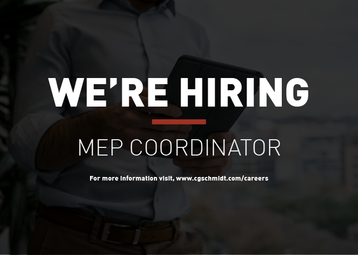 cgschmidtinc's tweet photo. We are on the hunt for an #MEPCoordinator! This position assists the pre-construction and operation departments in #developing MEP estimates and options, overseeing the #MEP #bidding process, #coordinating field installations and commissioning. https://t.co/K74PDGkioA https://t.co/tNq1VaiP7V